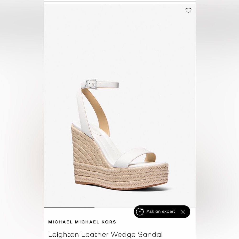 MICHAEL Michael Kors White Leighton Wedge Sandals